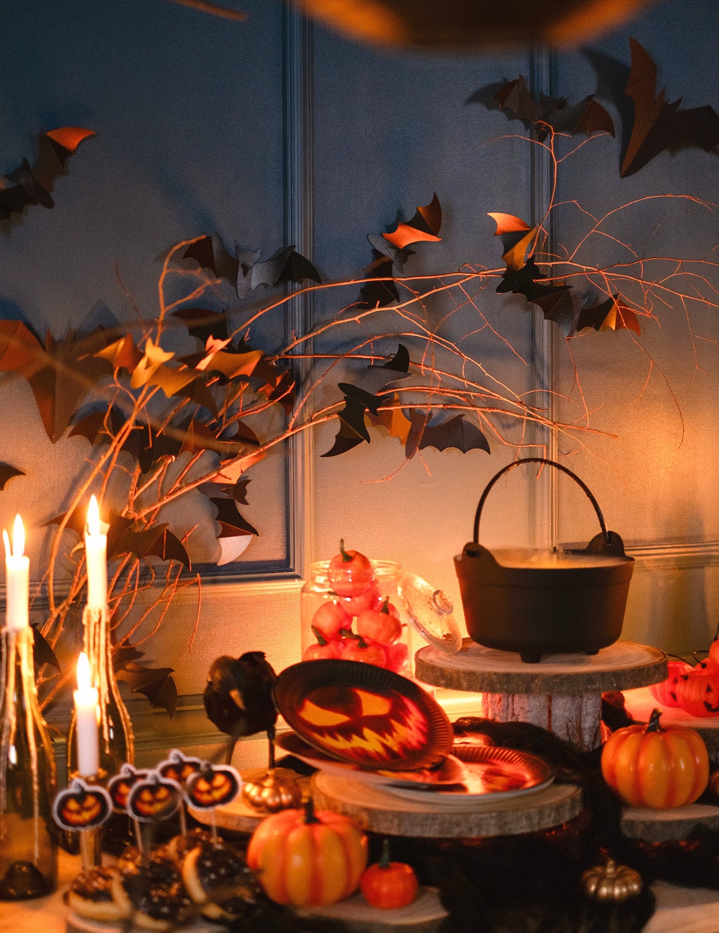 Ambiance de buffet de fête des 12 chauve-souris murales décoratives pour Halloween