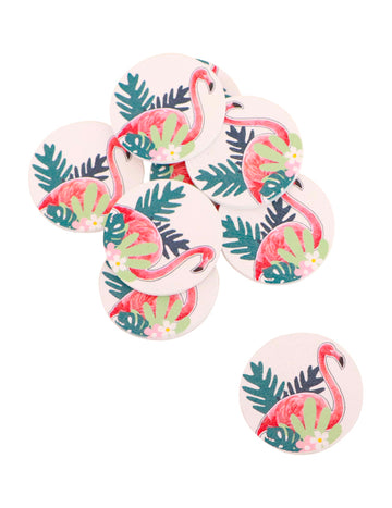 12 confetti adezive flamingo roz tropical 2.8 cm pentru bricolaj și masă