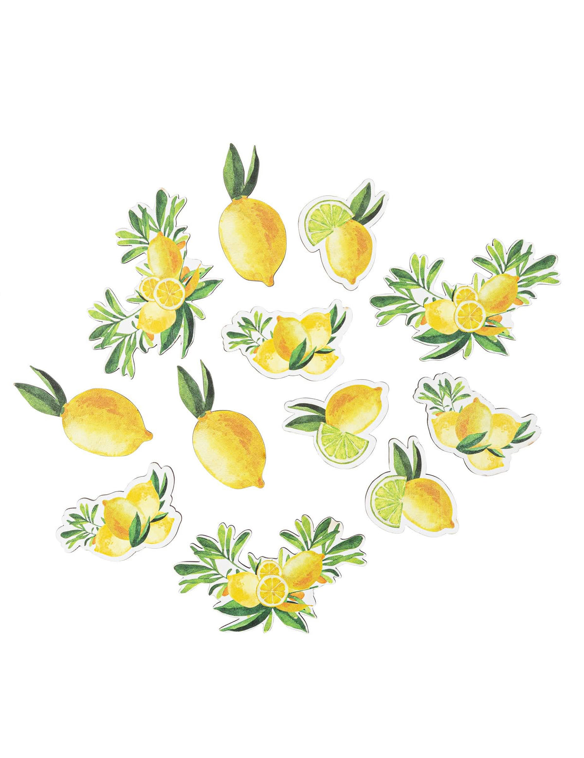 12 confetti lămâi pentru decorațiuni de masă galben și verde din lemn