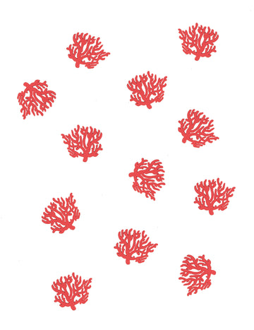 12 Confettis en bois corail rouge 4 cm thème marin