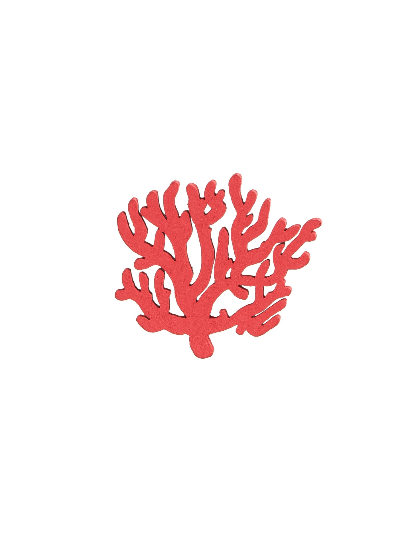 12 Confettis en bois corail rouge 4 cm thème marin