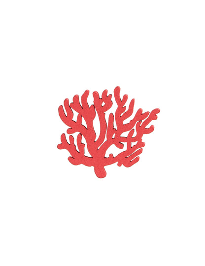 12 Confettis en bois corail rouge 4 cm thème marin