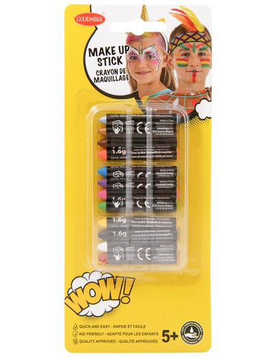 12 Crayons pour maquillage de fête pour enfant multicolores