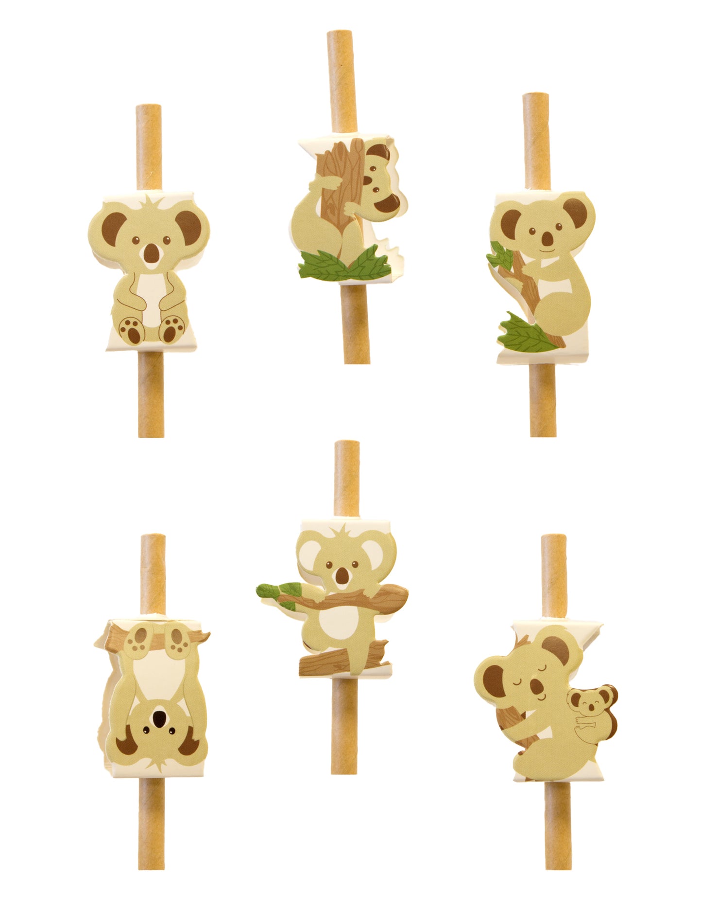 12 decorațiuni din paie de hârtie koala 3.5 cm