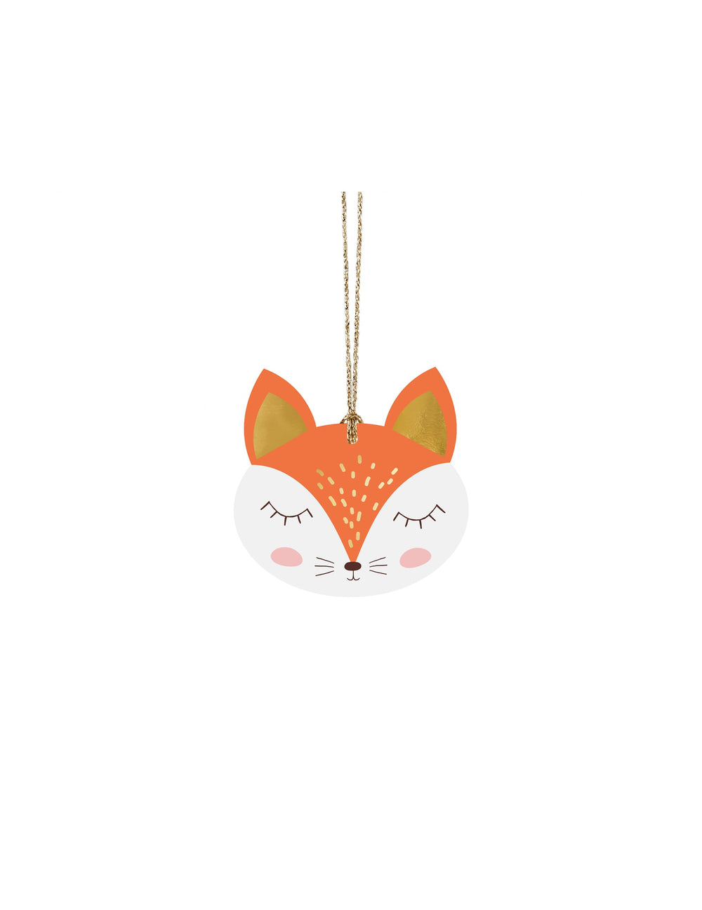 Étiquettes en carton forêt de Noël renard orange et blanc avec ficelle dorée