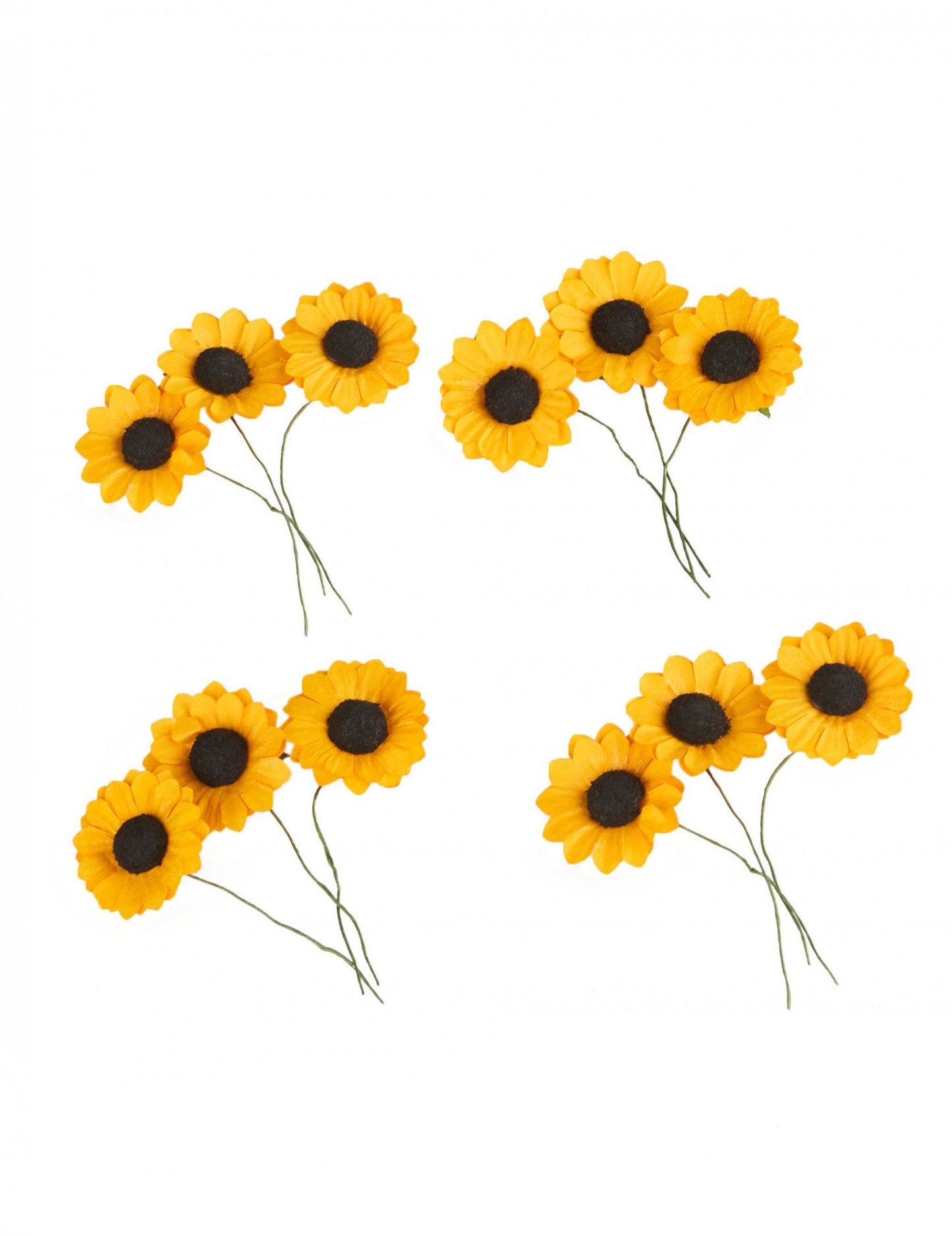 12 flori de câmp galbene 2,5 cm tip floarea-soarelui 