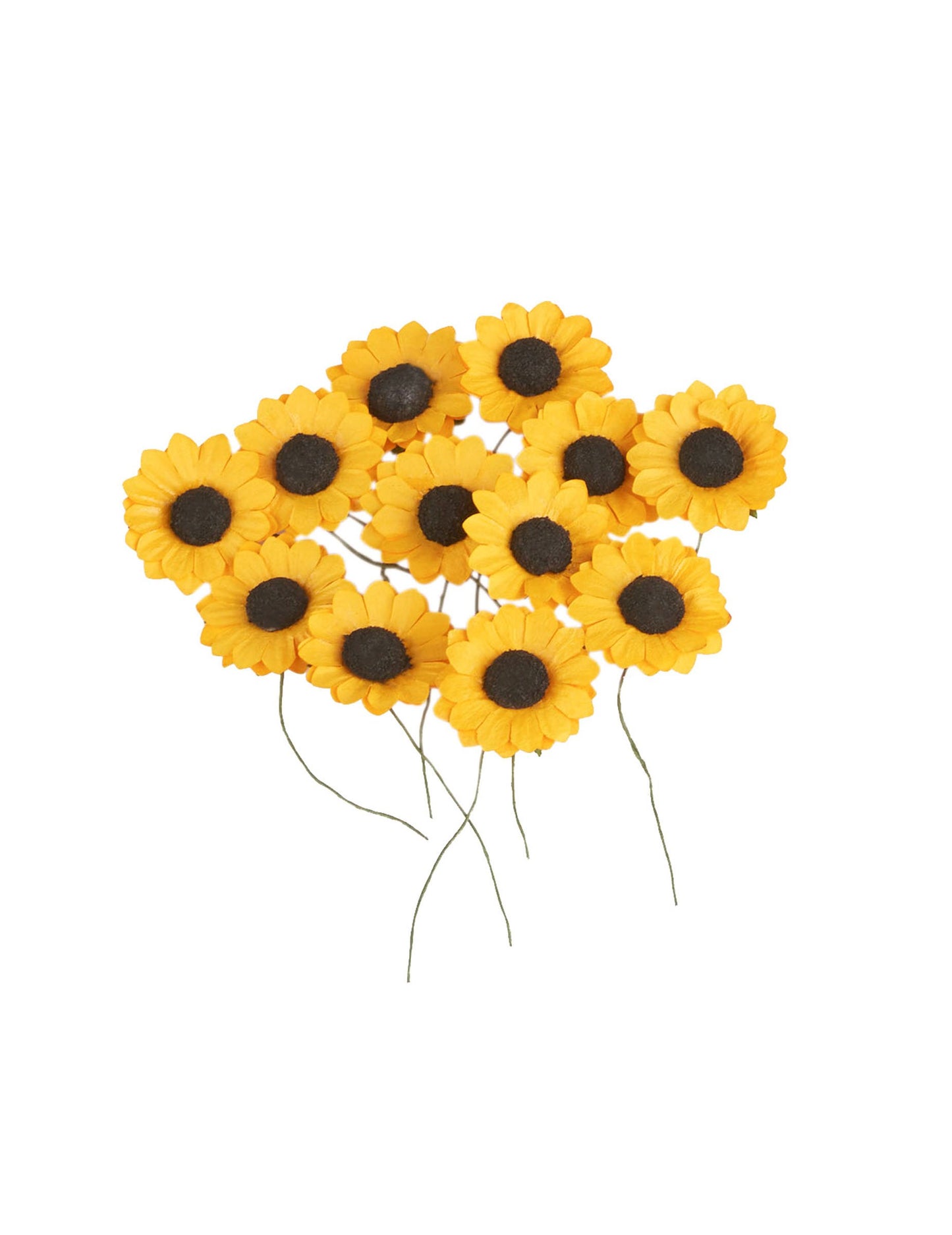 12 flori de câmp galbene 2,5 cm tip floarea-soarelui 
