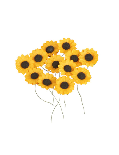 12 flori de câmp galbene 2,5 cm tip floarea-soarelui 