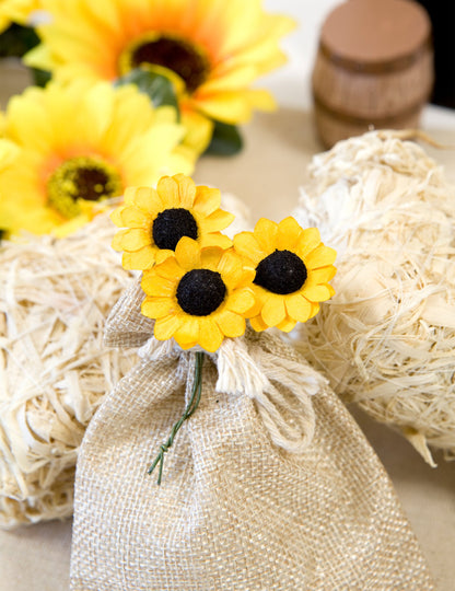 12 flori de câmp galbene 2,5 cm tip floarea-soarelui 