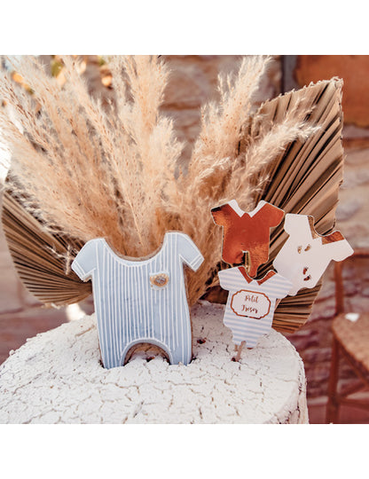 12 comori mici, albastre, albe și aurii cm pentru petrecerea de baby shower