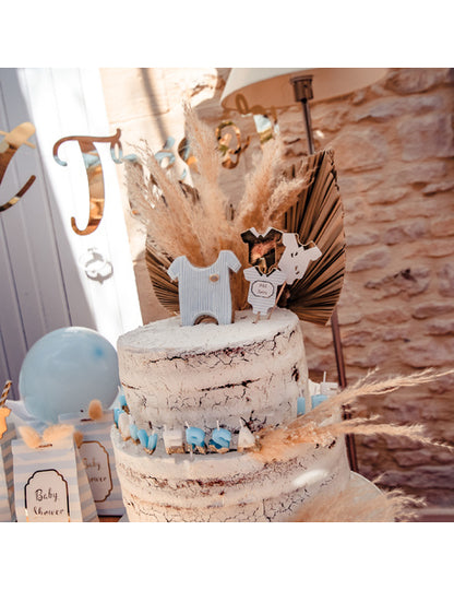 12 comori mici, albastre, albe și aurii cm pentru petrecerea de baby shower