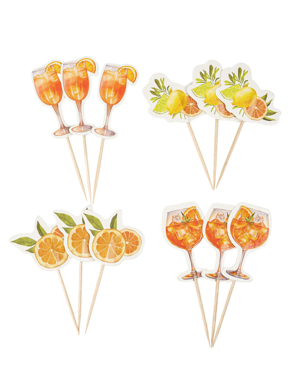 Picuri fizz cu citrice pentru cocktailuri, hârtie crem, portocaliu și galben