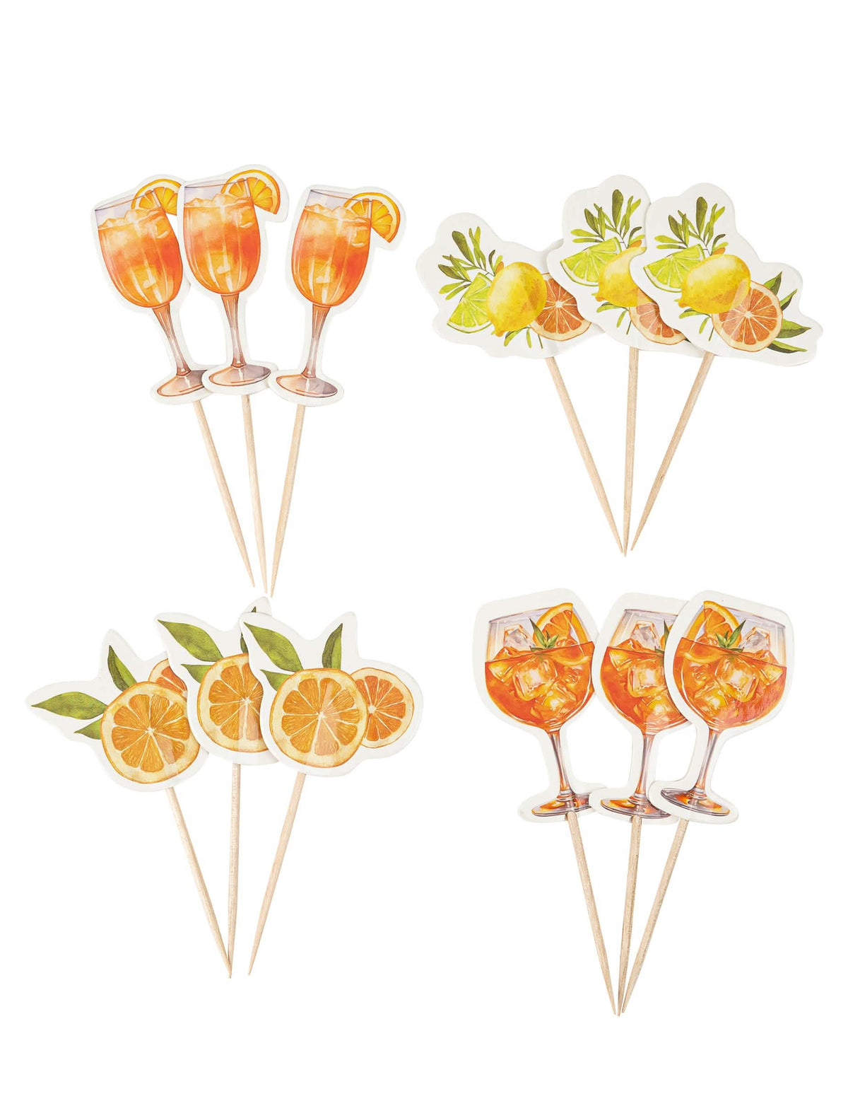 Picuri fizz cu citrice pentru cocktailuri, hârtie crem, portocaliu și galben