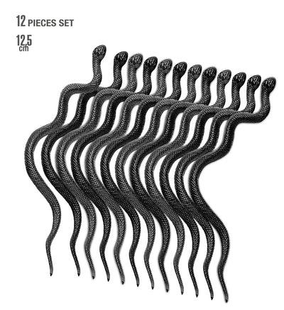 Lot de 12 serpents pour enfant et adulte noirs