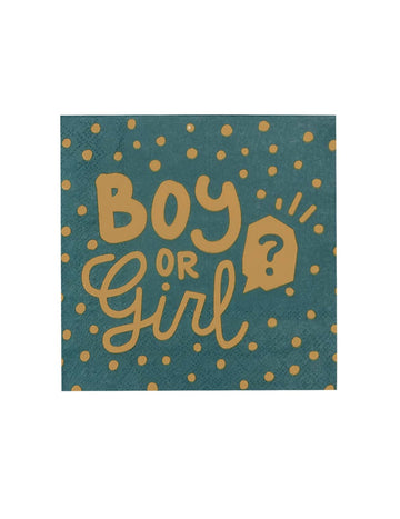 20 șervețele de hârtie, băiețel sau fată, 33 x 33 cm turcoaz și auriu