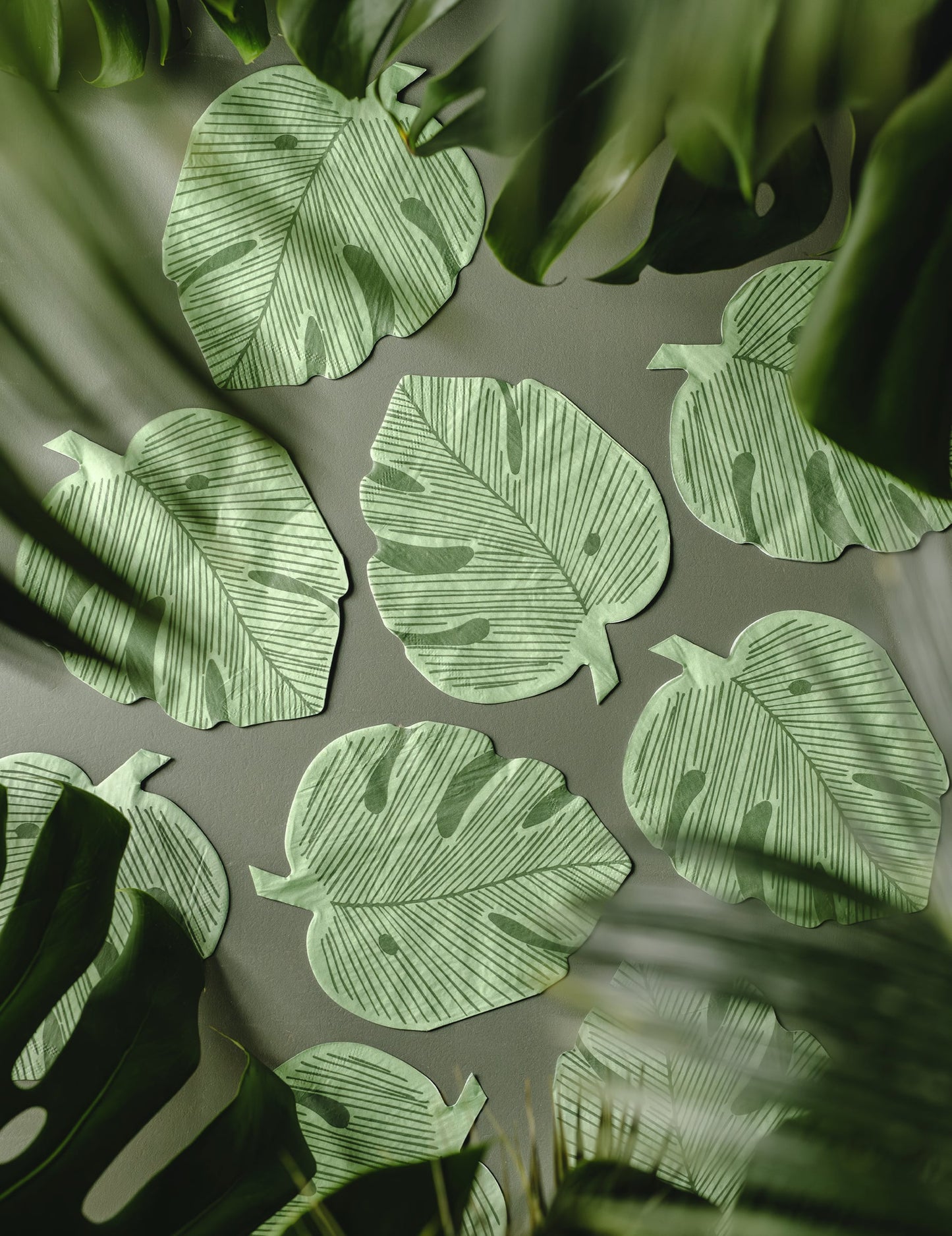 12 șervețele de hârtie cu frunze de monstera verzi 29,1 x 36 cm