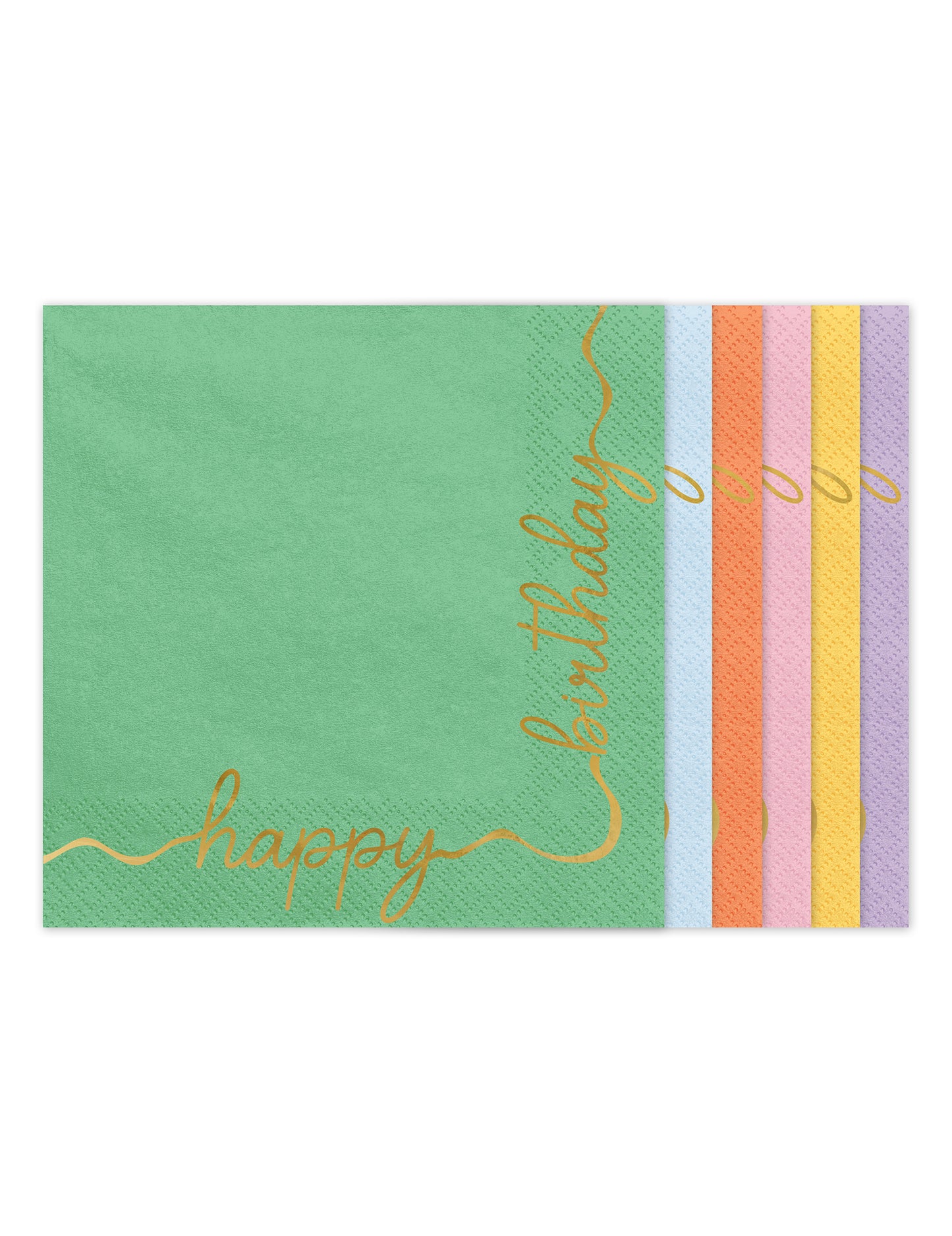 12 Serviettes en papier Happy Birthday pastel et or 33 × 33 cm