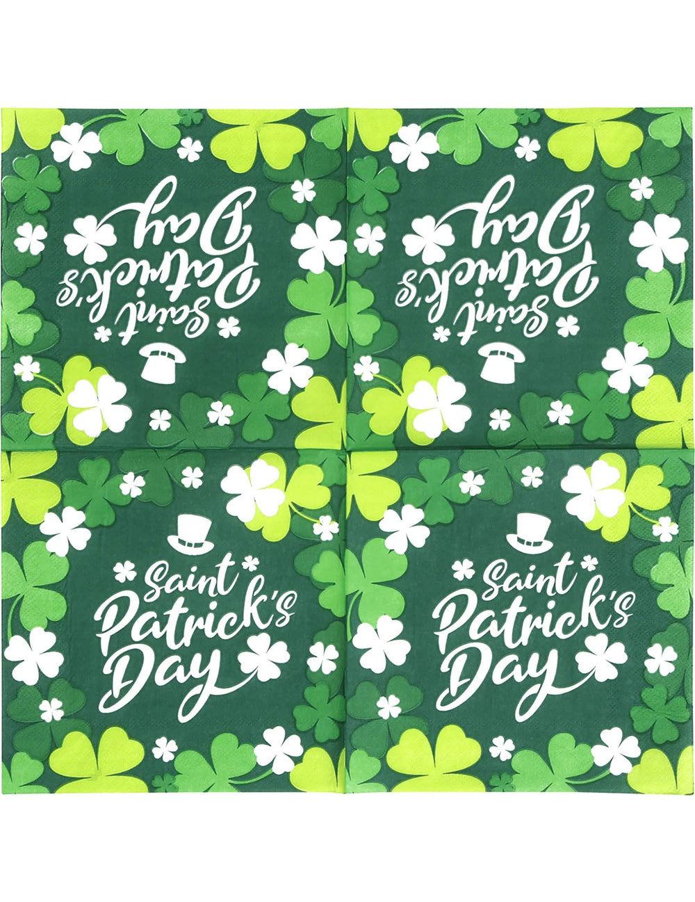 Vue dépliée des serviettes Saint Patrick