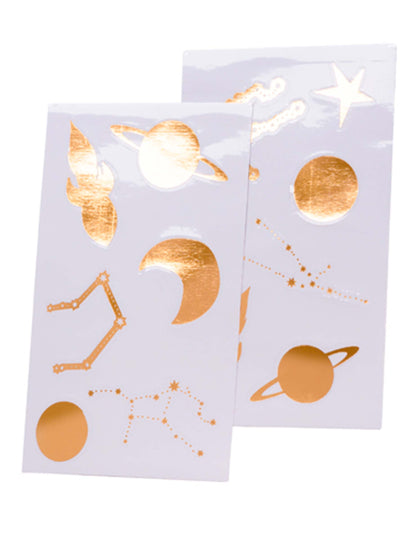 12 autocolante aurii, spații de la 3 la 7 cm planete și stele