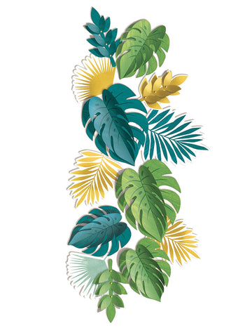 13 coli exotice și tropicale, din carton verde și auriu