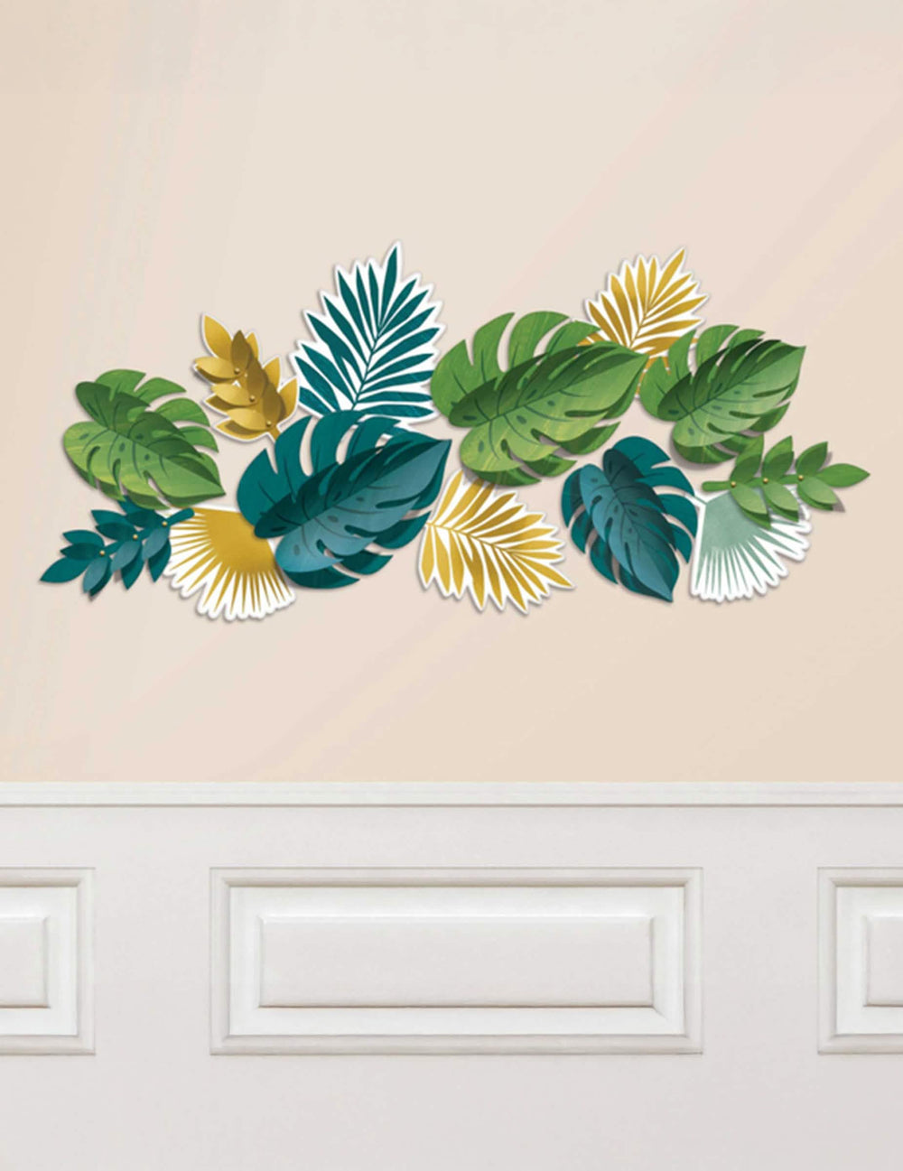 Vedere de ansamblu murală a celor 13 frunze exotice tropicale chic pentru petrecere