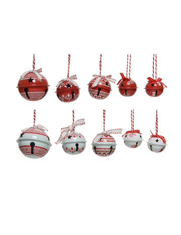 14 Suspensii pentru Brad White și Red Bells 4 până la 6 cm