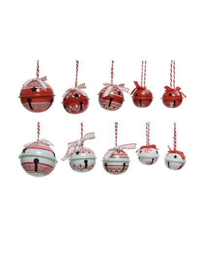 14 Suspensii pentru Brad White și Red Bells 4 până la 6 cm