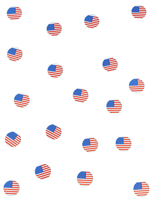 Vue d'ensemble de la répartition des confettis de table drapeau USA