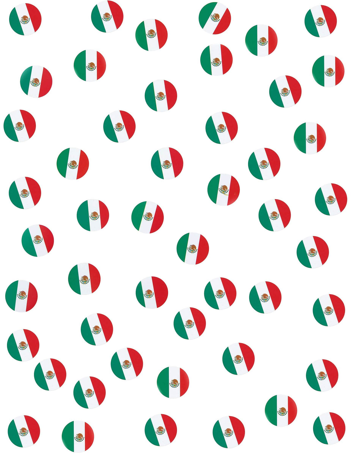Vue d'ensemble des confettis de table drapeaux Mexique