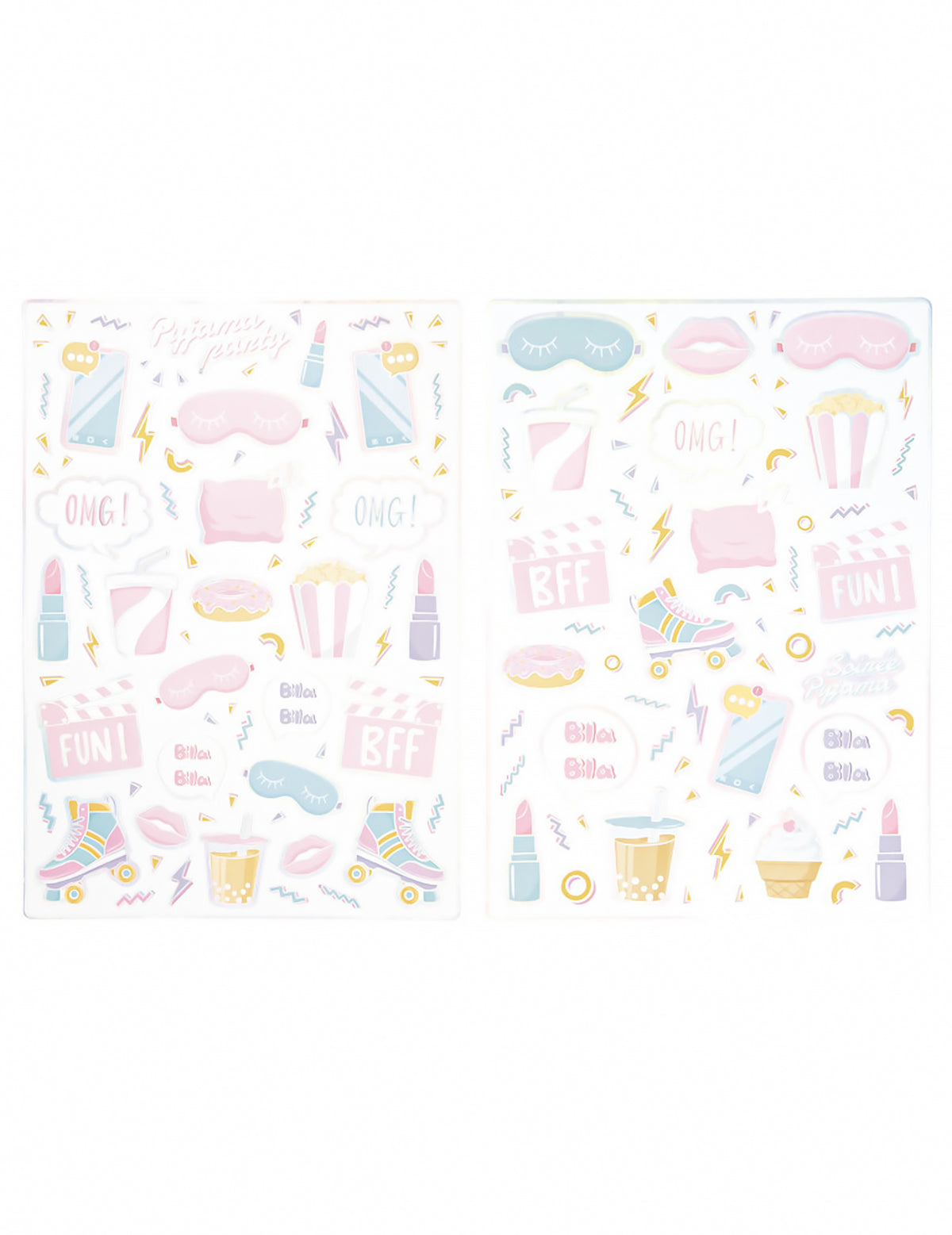 Stickers pyjama party pour enfant aux couleurs pastel