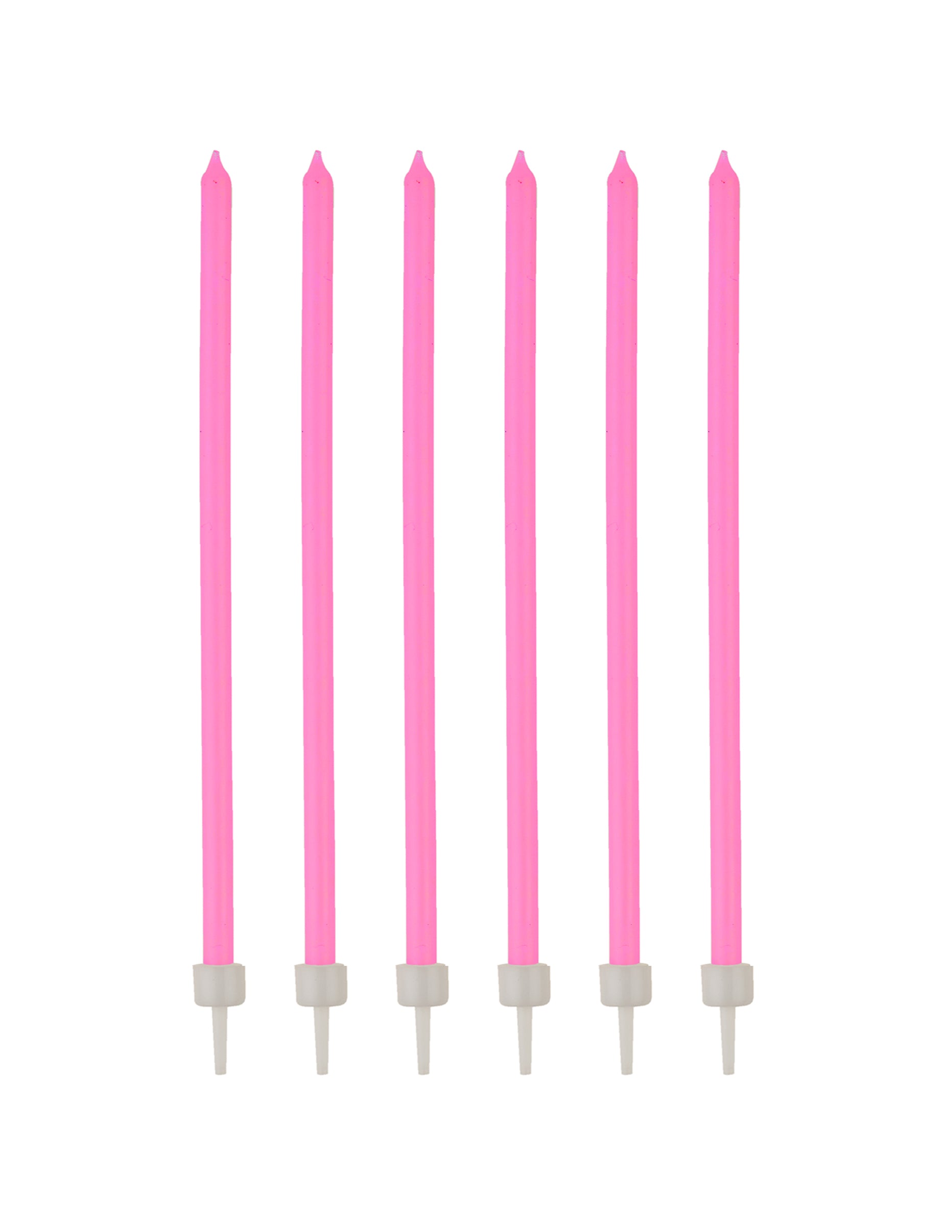 Bougies fines avec bobèches d'anniversaire pour fête rose