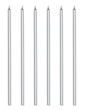 16 lumânări gigantice metalice argintii 18 cm cu bobeșe