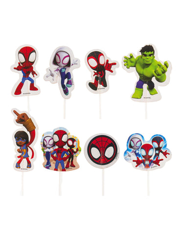 16 Cake Toppers en papier Spidey et ses amis