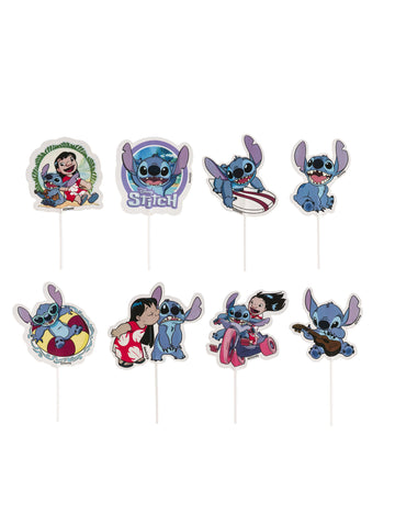 16 Cake Toppers en papier Stitch
