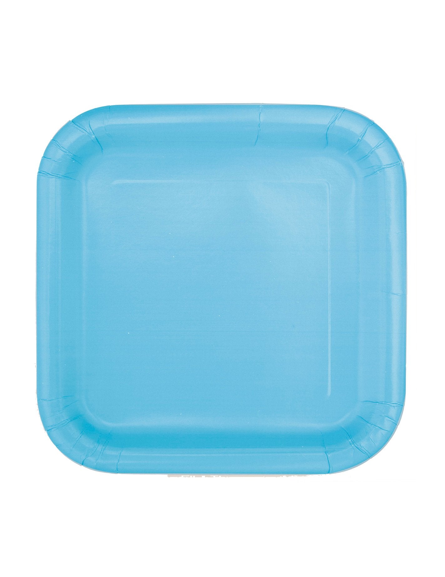 16 farfurii mici pătrate din carton albastru pastel 17 cm pentru desert 