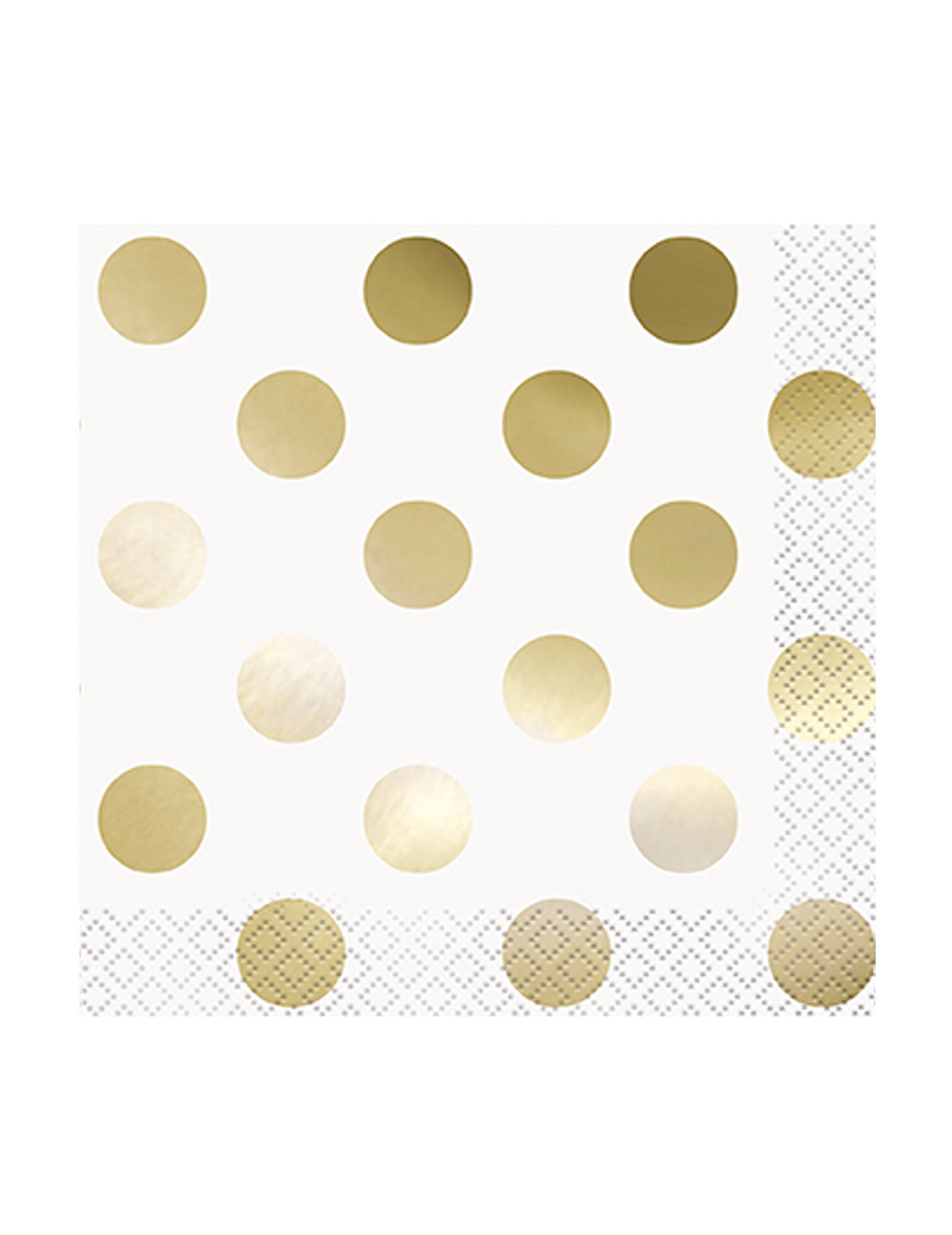 Serviettes en papier à pois pour mariage blanc et or