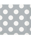 Serviettes en papier à pois blancs pour fête grises jetables