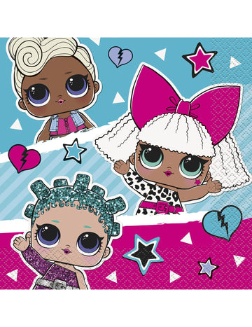 16 prosoape mici de hârtie lol surpriză 25 x 25 cm