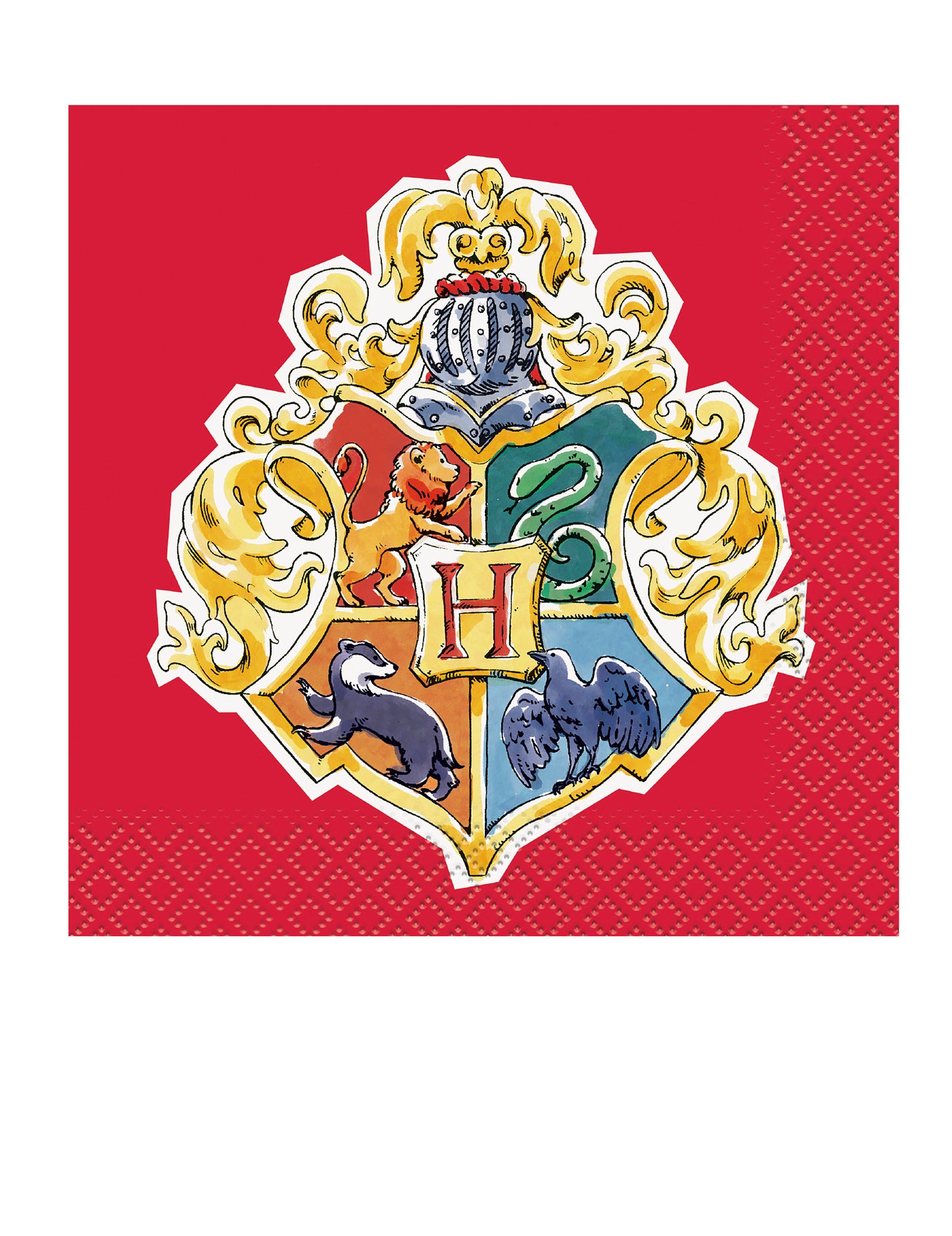 Serviettes Harry Potter pour fête rouge avec blason de Poudlard