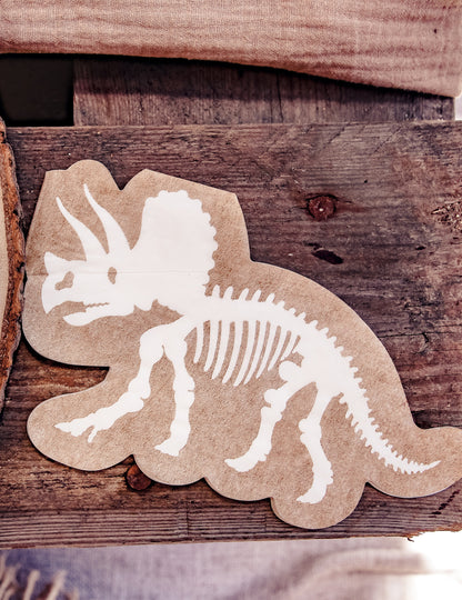 16 șervețele albe și kraft cu dinozauri, 33 x 20 cm cm schelet de triceratops