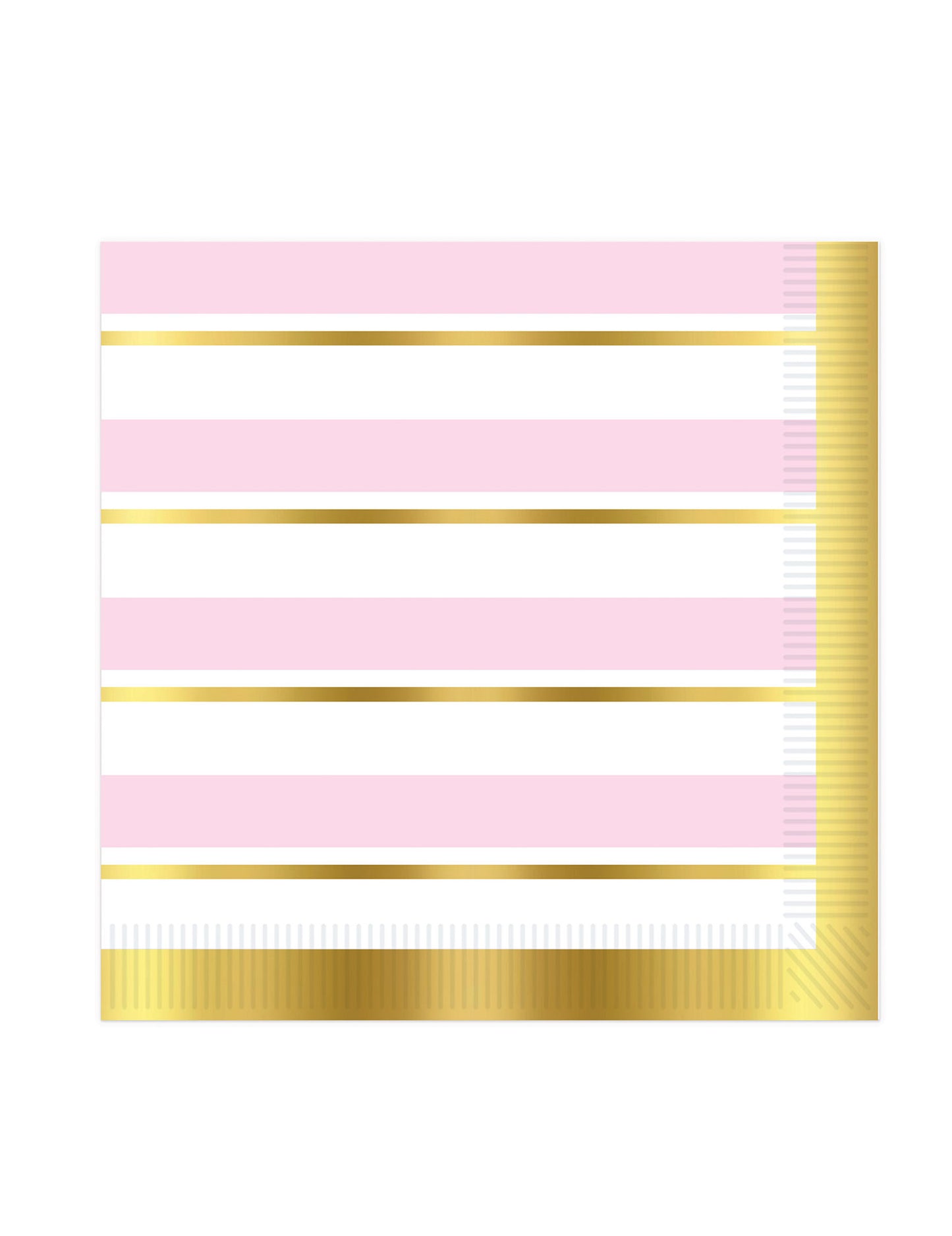 16 șervețele de hârtie cu dungi roz și albe, 33 x 33 cm de aur