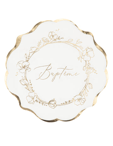 16 șervețele de hârtie pentru botez, 33 x 33 cm flori aurii