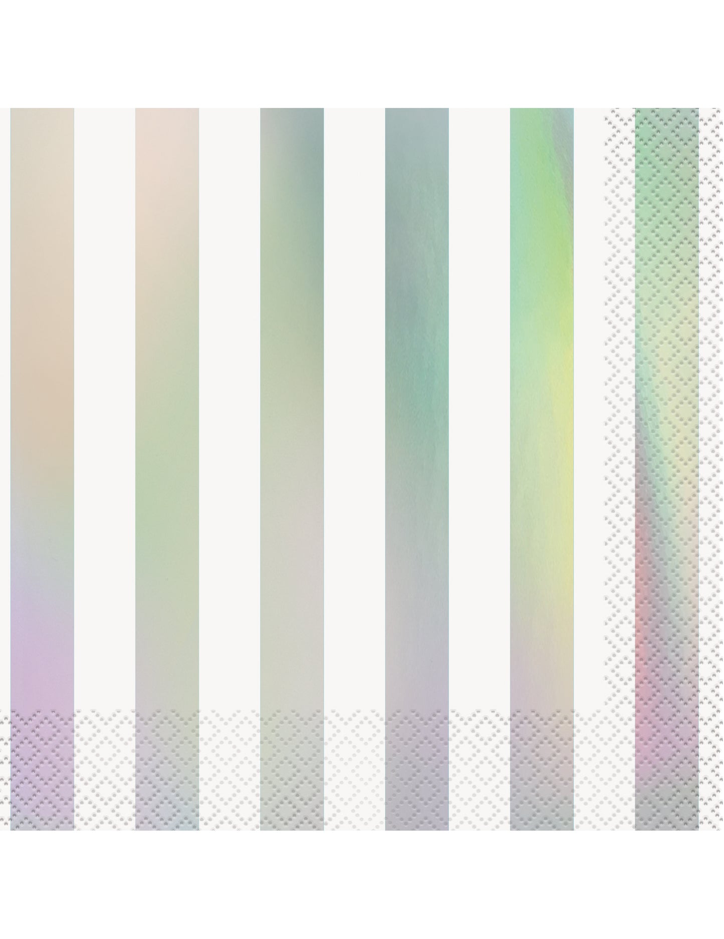 Serviettes en papier à rayures pour fête blanches et iridescentes