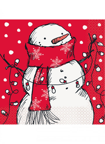 16 șervețele din hârtie cu om de zăpadă roșu 33 x 33 cm 