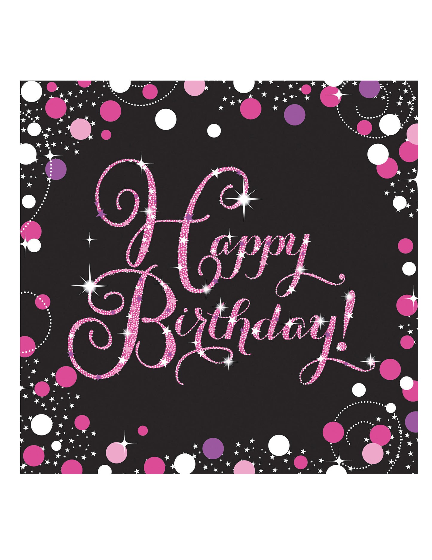 16 șervețele de hârtie roz strălucitor pentru sărbători, 33 x 33 cm La mulți ani!