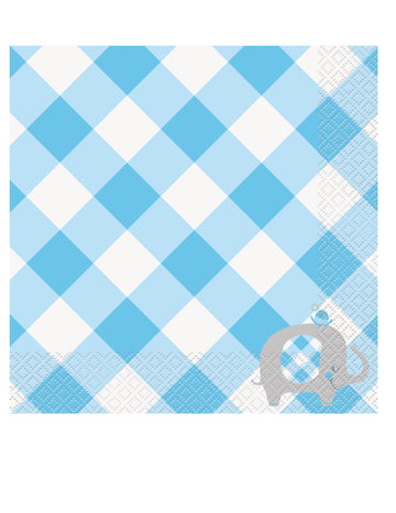 16 șervețele din hârtie elefant albastru 33 x 33 cm baby shower 