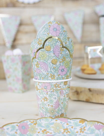 16 șervețele de hârtie aurii cu model Shabby Chic, 33 x 33 cm cm cu flori