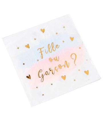 16 șervețele de hârtie roz, albastre și aurii pentru fete sau băieți, 33 x 33 cm petrecere pentru bebeluși