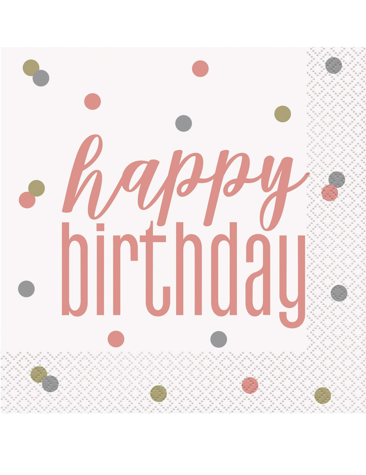 șervețele de hârtie Happy Birthday pentru aniversare albe și auriu roz