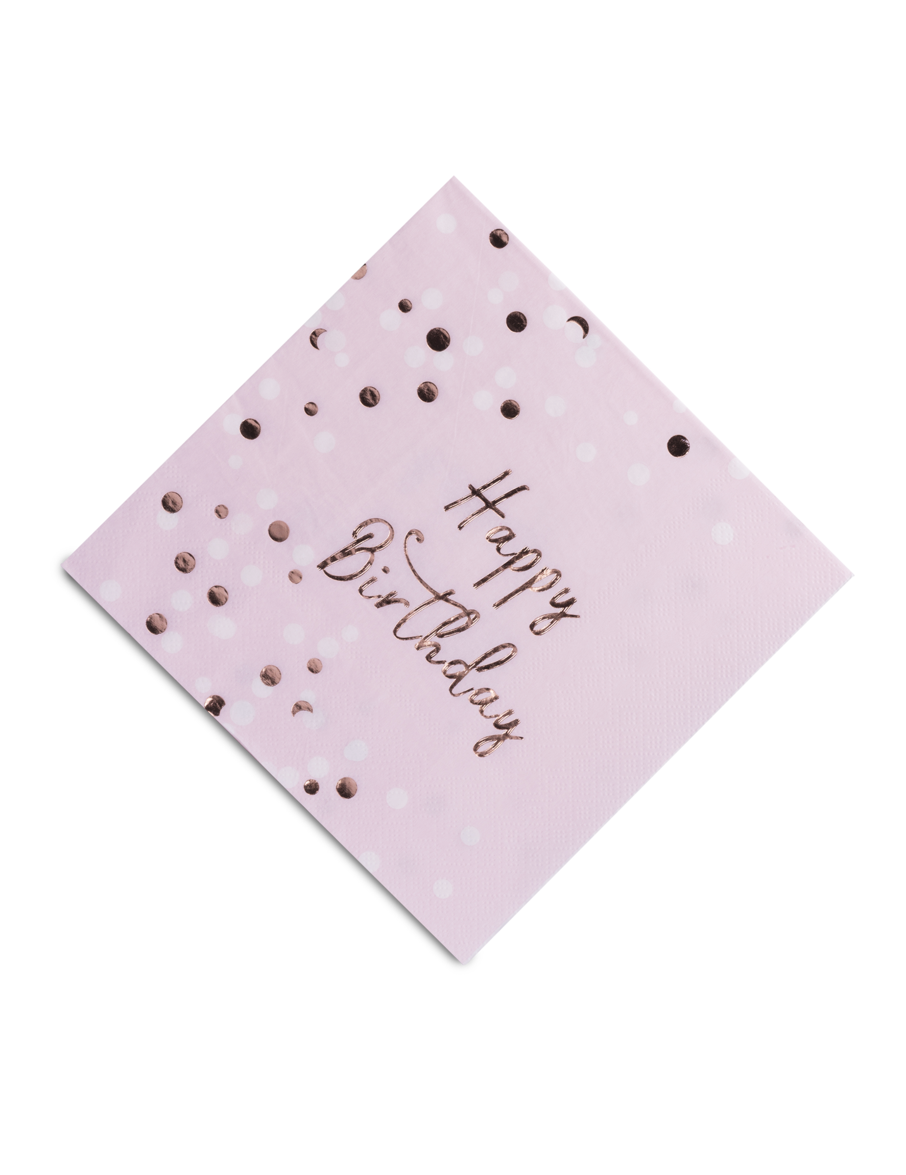 Serviettes en papier Happy Birthday pour anniversaire rose gold avec confettis